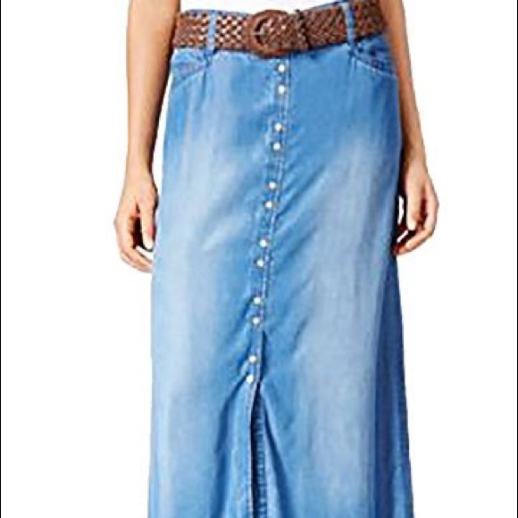 women's denim maxi skirts